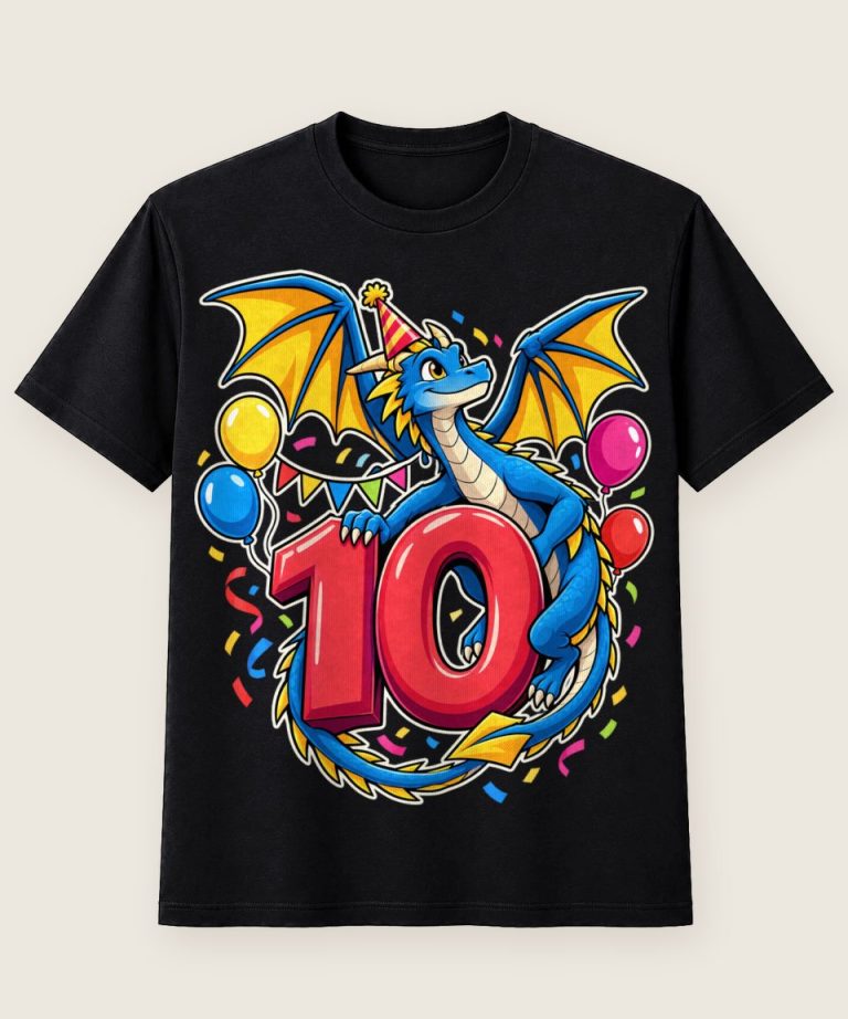 T-Shirt mit Motiv „10. Geburtstag Drache Kids“ – Geburtstagsshirts für Kinder