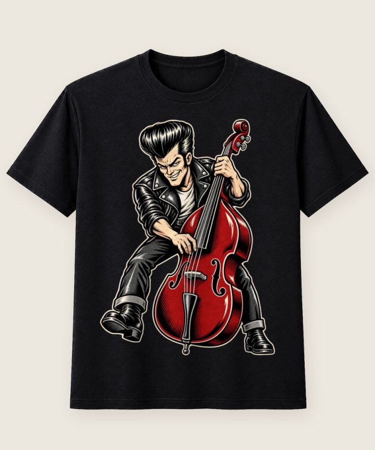 T-Shirt mit Motiv „1950s Rock n Roll Kontrabassist“ – Hobby & Freizeit T-Shirts