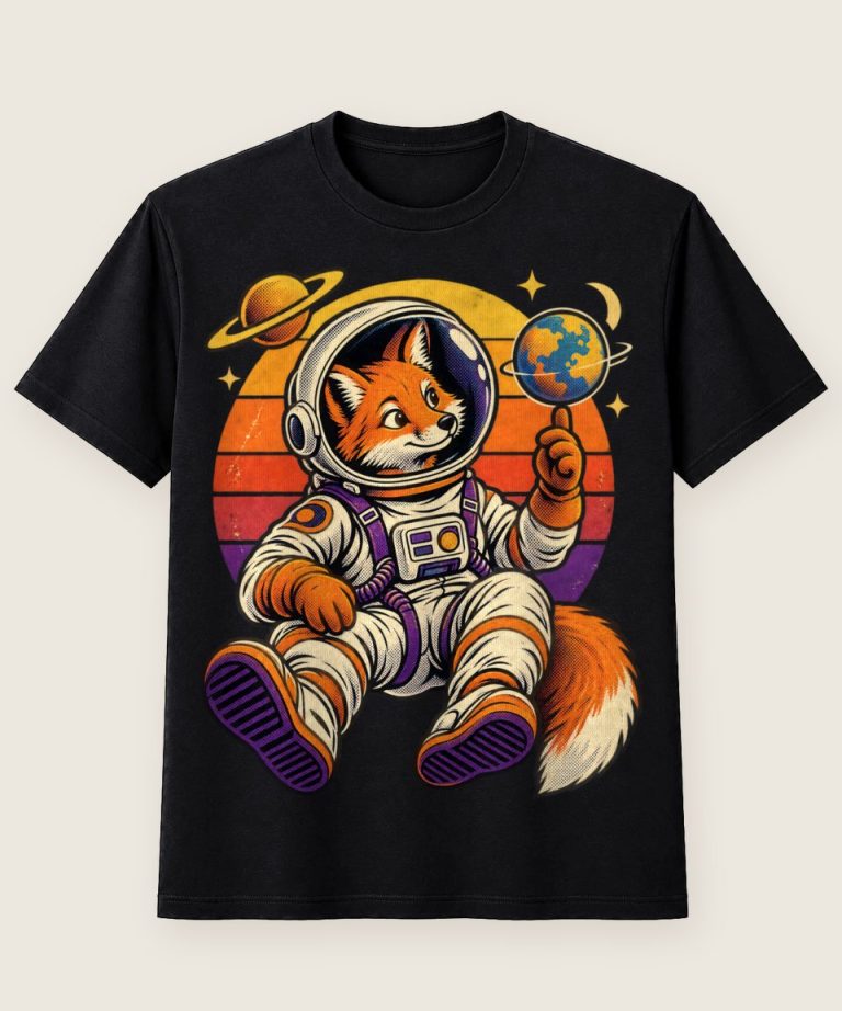 T-Shirt mit Motiv „Astronautenfuchs im Weltraum“ – Hobby & Freizeit T-Shirts