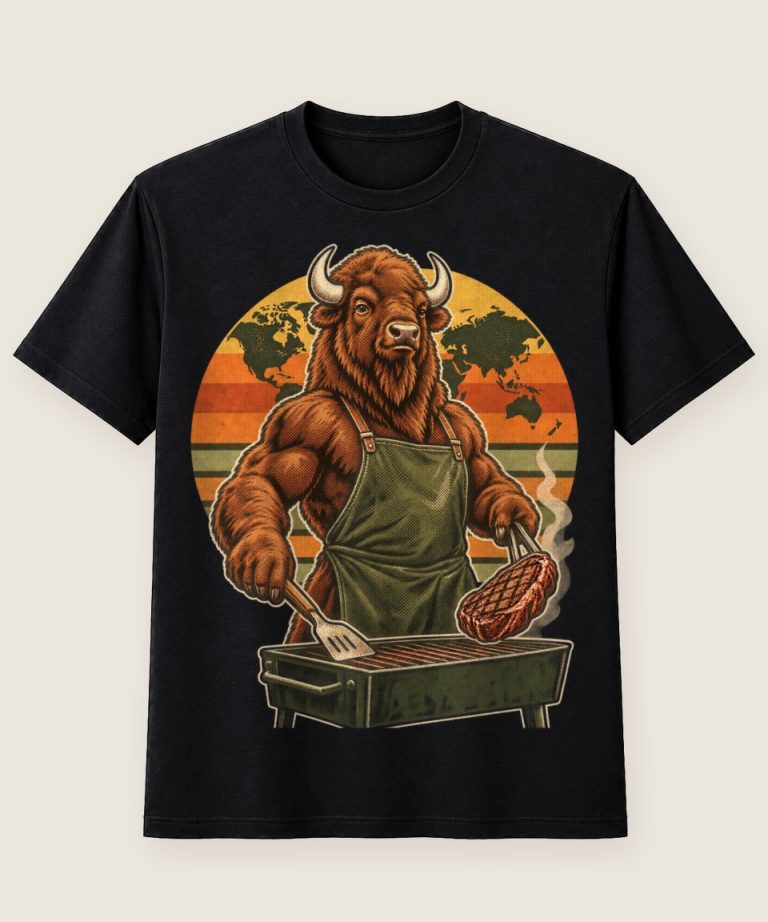 T-Shirt mit Motiv „Backyard Bison BBQ Grillmeister“ – Hobby & Freizeit T-Shirts