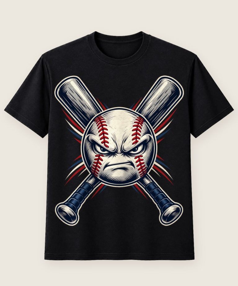 T-Shirt mit Motiv „Baseball gekreuzte Schläger entschlossener Ball“ – Hobby & Freizeit T-Shirts