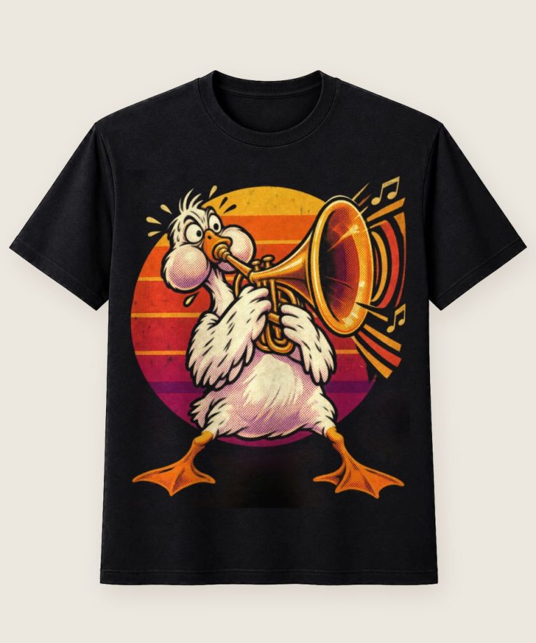T-Shirt mit Motiv „Blasmusik Gans mit riesiger Trompete“ – Hobby & Freizeit T-Shirts