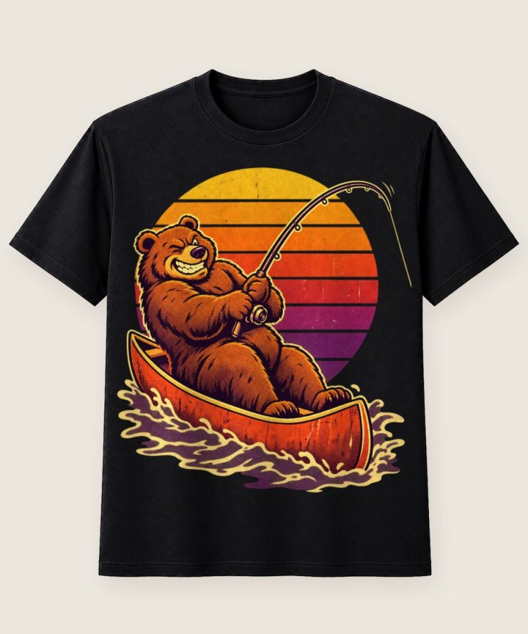 T-Shirt mit Motiv „Bootsangeln Bär Im Schmalen Kanu“ – Hobby & Freizeit T-Shirts