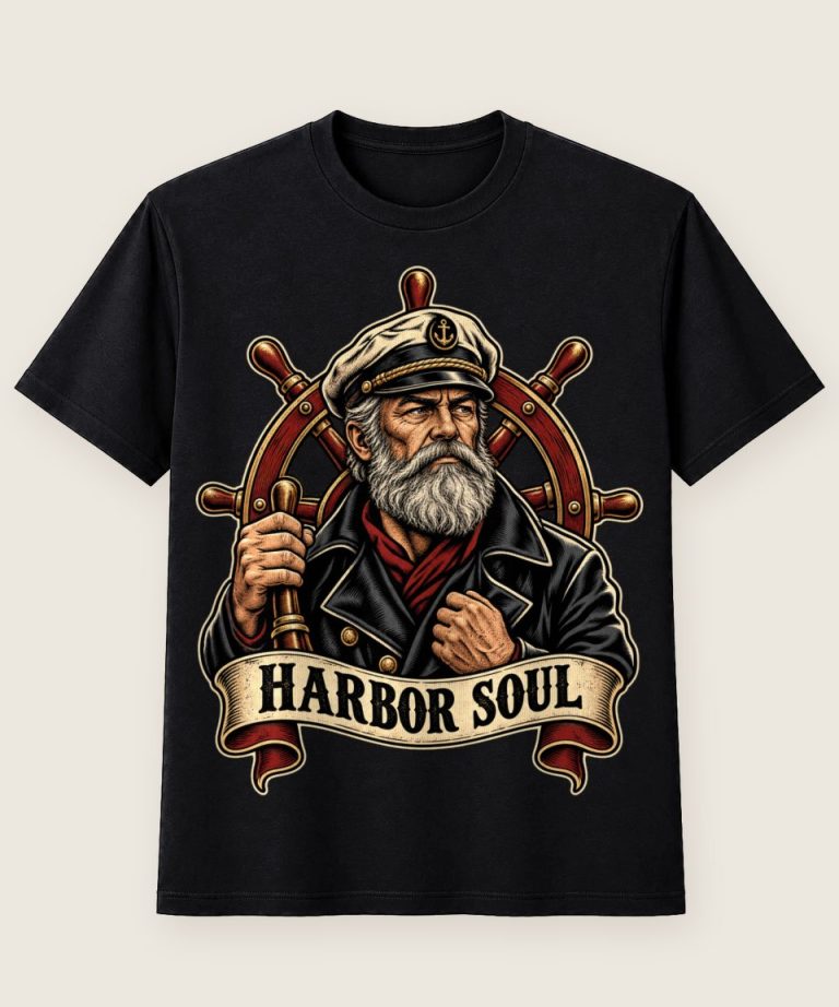 T-Shirt mit Motiv „Bootskapitän Harbor Soul Seebär Emblem“ – Hobby & Freizeit T-Shirts