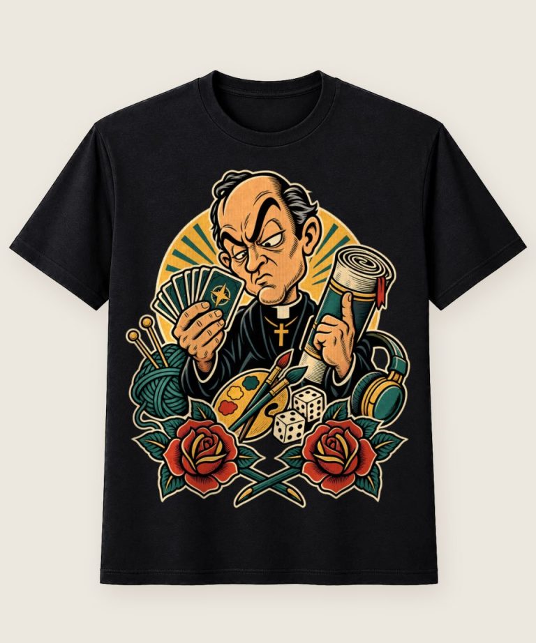 T-Shirt mit Motiv „Brettspiel Priester der Daueranalyse“ – Hobby & Freizeit T-Shirts