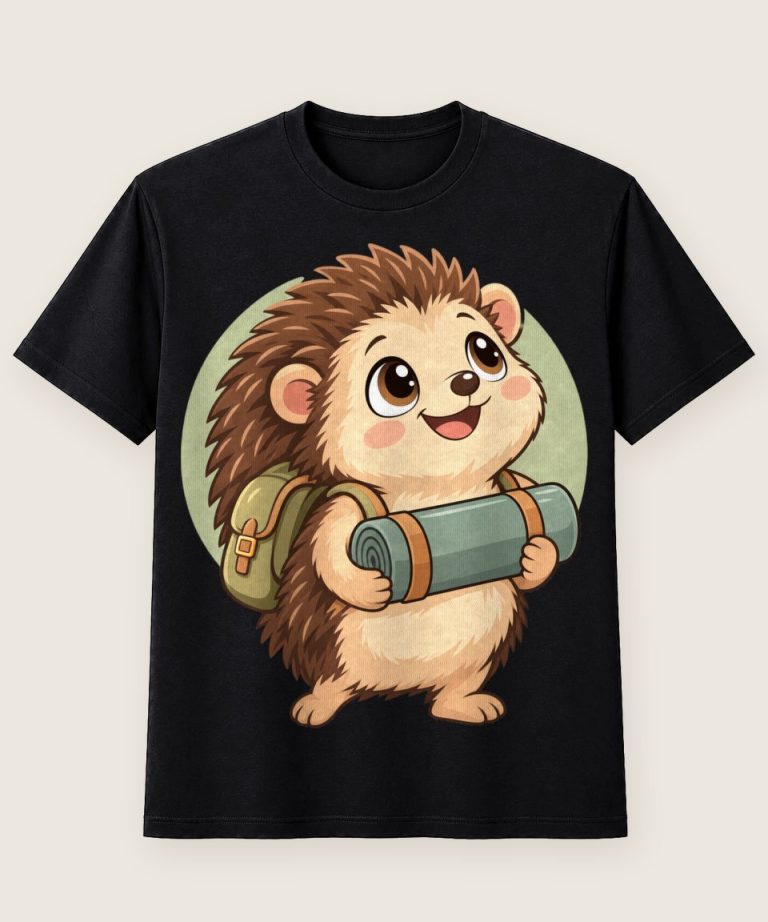 T-Shirt mit Motiv „Camping-Igel mit Rucksack für Kinder“ – Kinder-T-Shirts