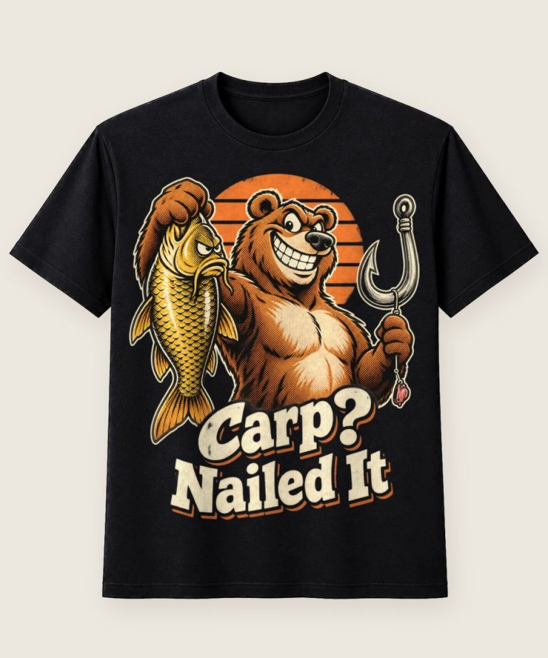 T-Shirt mit Motiv „Carp Fishing Bär Carp Nailed It“ – Hobby & Freizeit T-Shirts