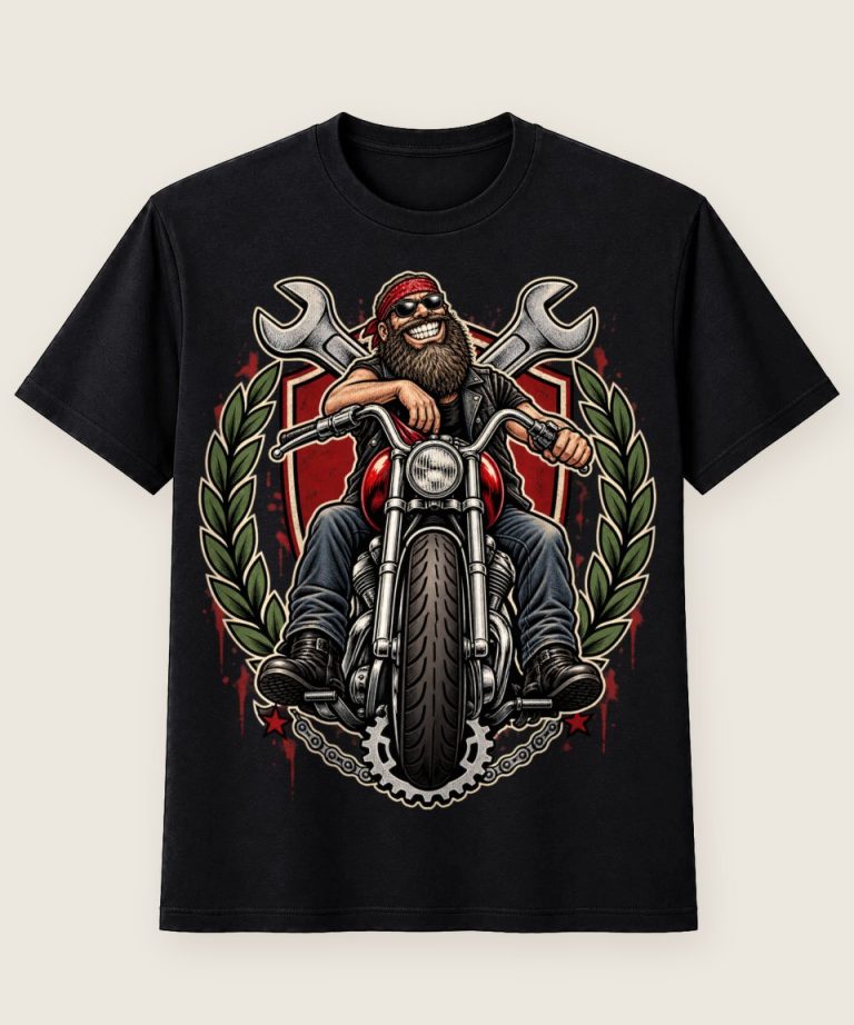 T-Shirt mit Motiv „Chopper-Fahrer Schrauber mit Garagenstolz“ – Hobby & Freizeit T-Shirts