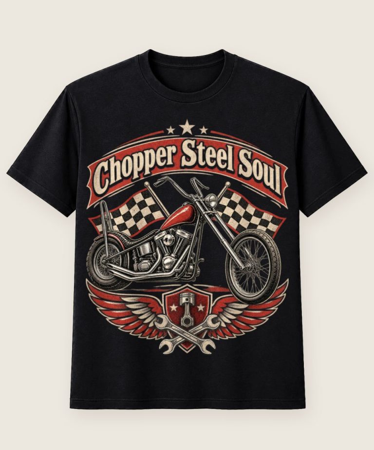T-Shirt mit Motiv „Chopper Steel Soul Oldschool“ – Hobby & Freizeit T-Shirts