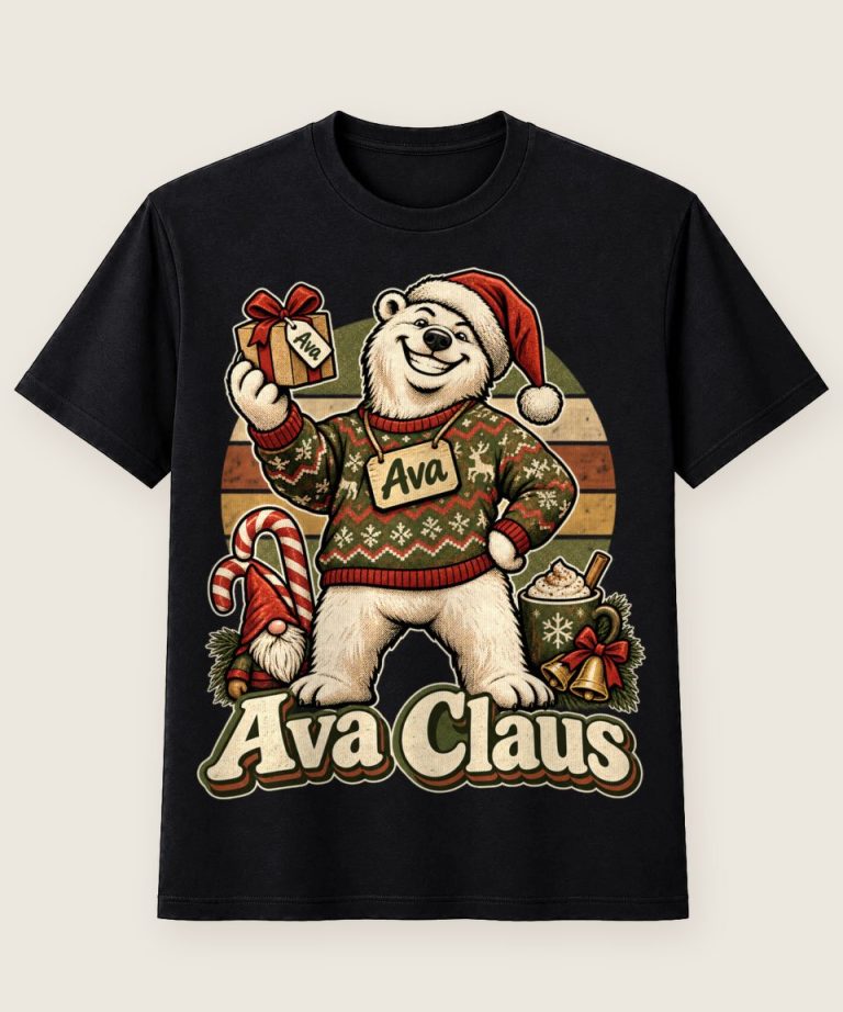 T-Shirt mit Motiv „Christmas Ava Claus Eisbär“ – Weihnachts-T-Shirts