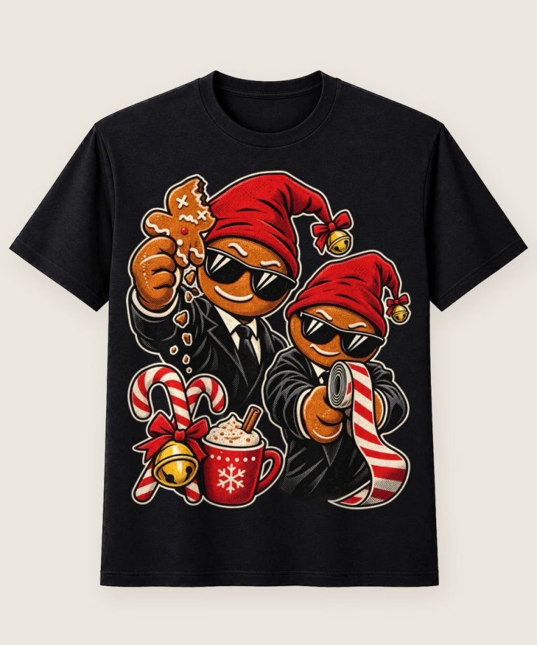 T-Shirt mit Motiv „Christmas Lebkuchen-Wichtel als Agenten“ – Weihnachts-T-Shirts