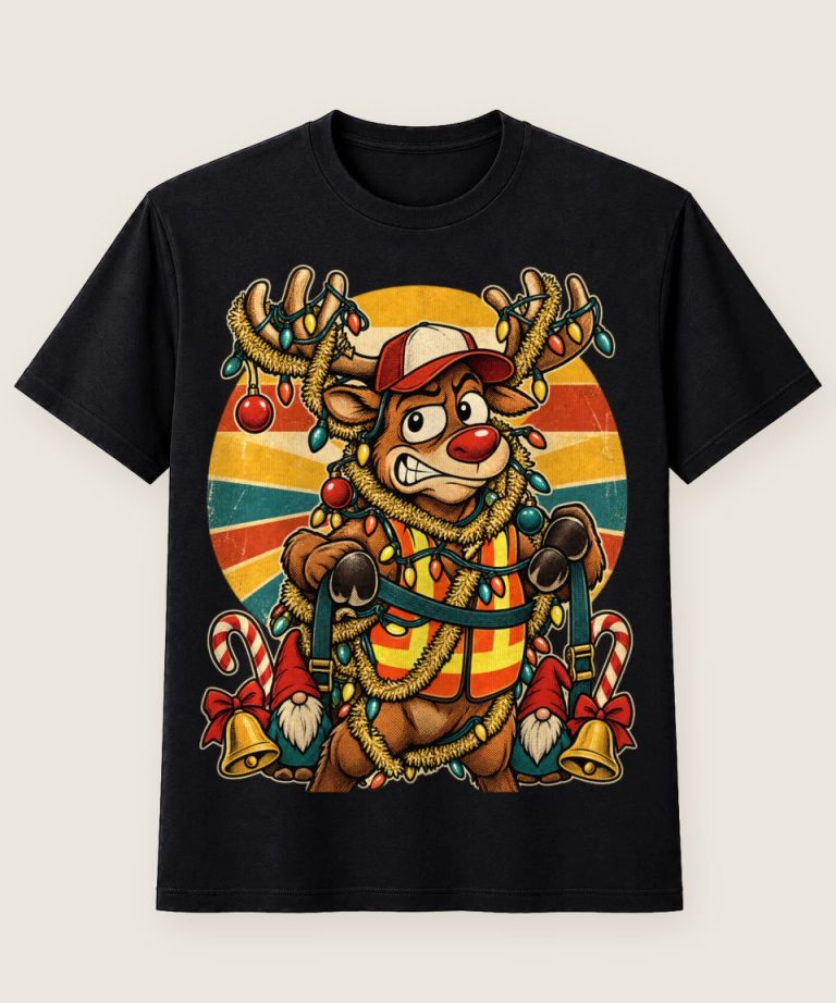 T-Shirt mit Motiv „Christmas Rentier Überbreite-Ladung Trucker“ – Weihnachts-T-Shirts