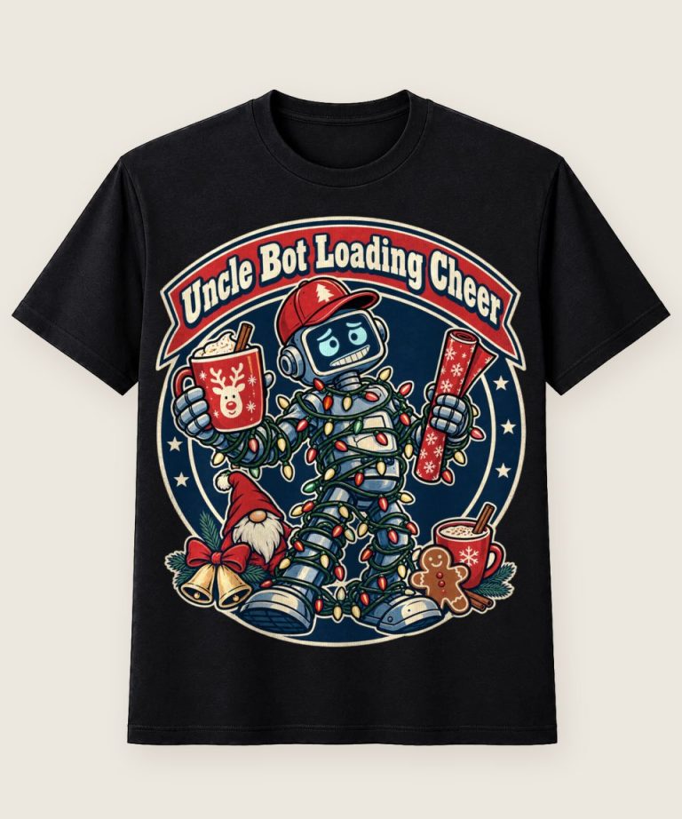 T-Shirt mit Motiv „Christmas Roboter-Onkel lädt Feststimmung“ – Weihnachts-T-Shirts