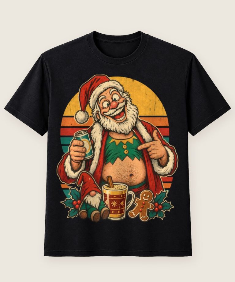 T-Shirt mit Motiv „Christmas Santa Teilzeit-Elf Retro“ – Weihnachts-T-Shirts