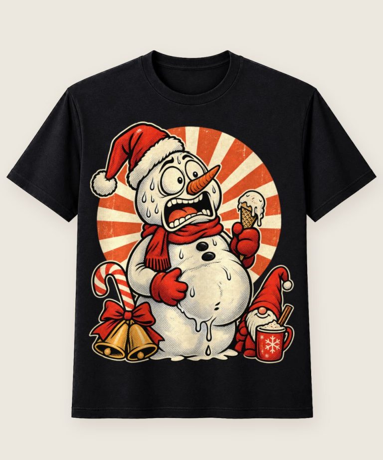 T-Shirt mit Motiv „Christmas Schneemann Familie Lustige Hitze“ – Weihnachts-T-Shirts