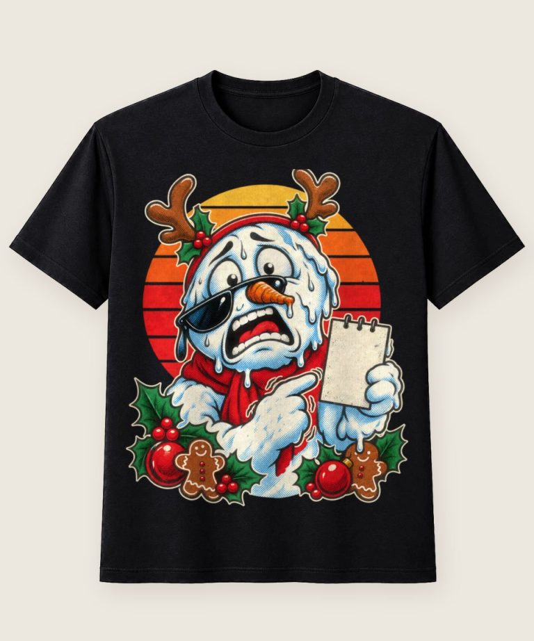 T-Shirt mit Motiv „Christmas Schneemann Retro Sonne schmilzt“ – Weihnachts-T-Shirts