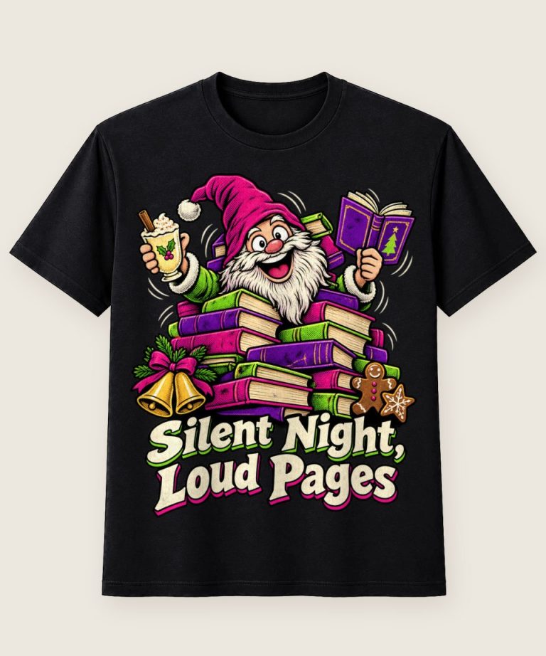 T-Shirt mit Motiv „Christmas-Wichtel Silent Night Loud Pages“ – Weihnachts-T-Shirts
