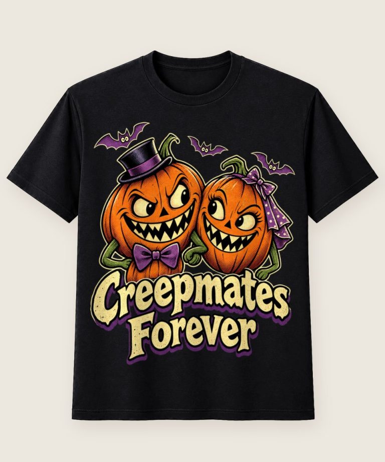 T-Shirt mit Motiv „Creepmates Forever Halloween Paar mit Kürbisfiguren“ – Halloween T-Shirts
