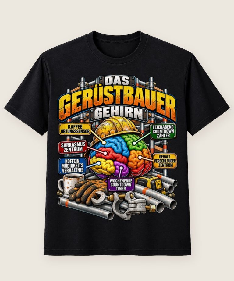 T-Shirt mit Motiv „Das Gerüstbauer Gehirn - Handwerk / Handwerker“ – Gerüstbauer T-Shirts