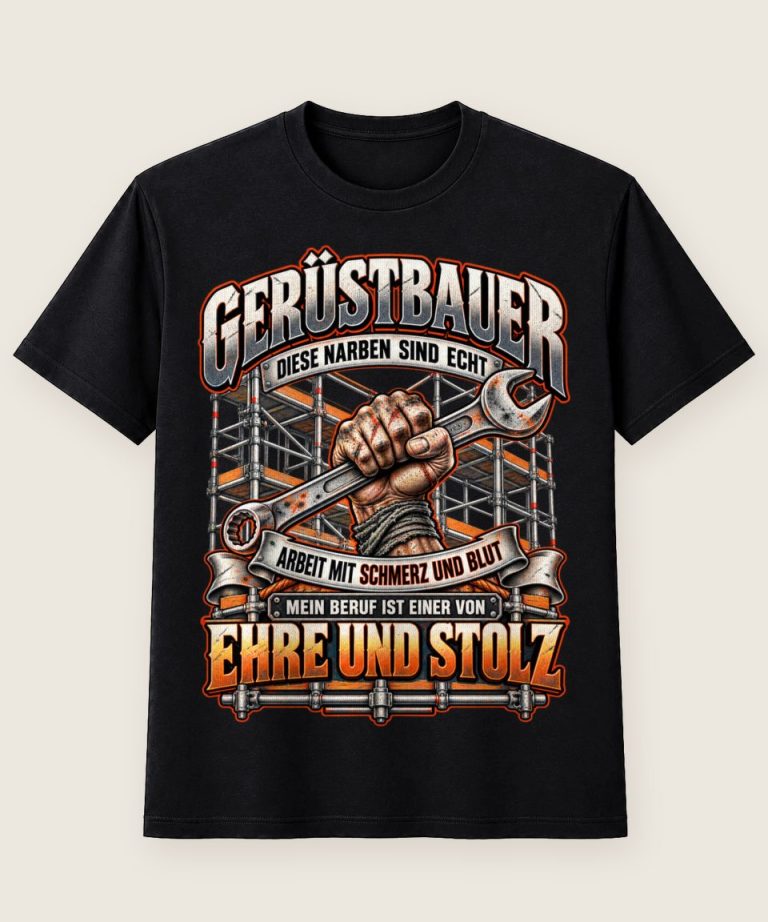 T-Shirt mit Motiv „Diese Narben sind echt - Gerüstbauer Ehre und Stolz“ – Gerüstbauer T-Shirts
