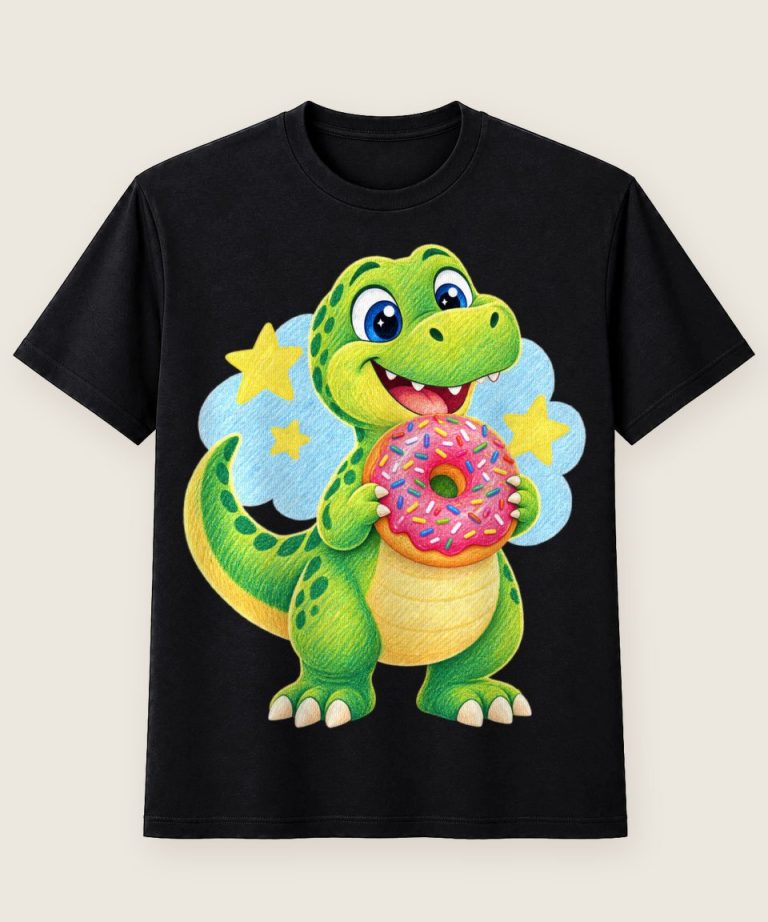 T-Shirt mit Motiv „Donut Dino Delight T Rex Kinder“ – Kinder-T-Shirts