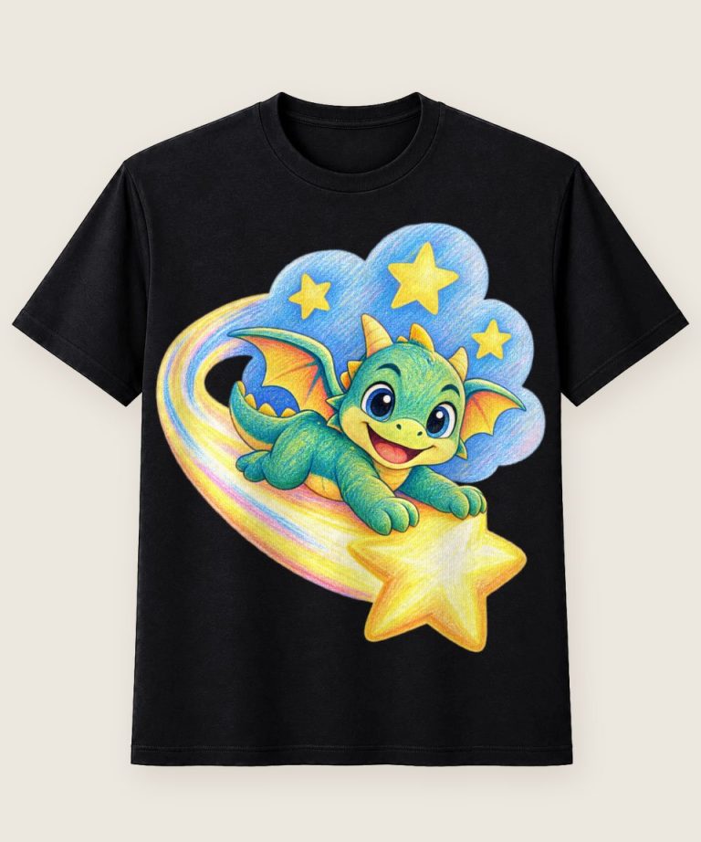 T-Shirt mit Motiv „Drachen Surfer Kinder Weltraumspaß“ – Kinder-T-Shirts