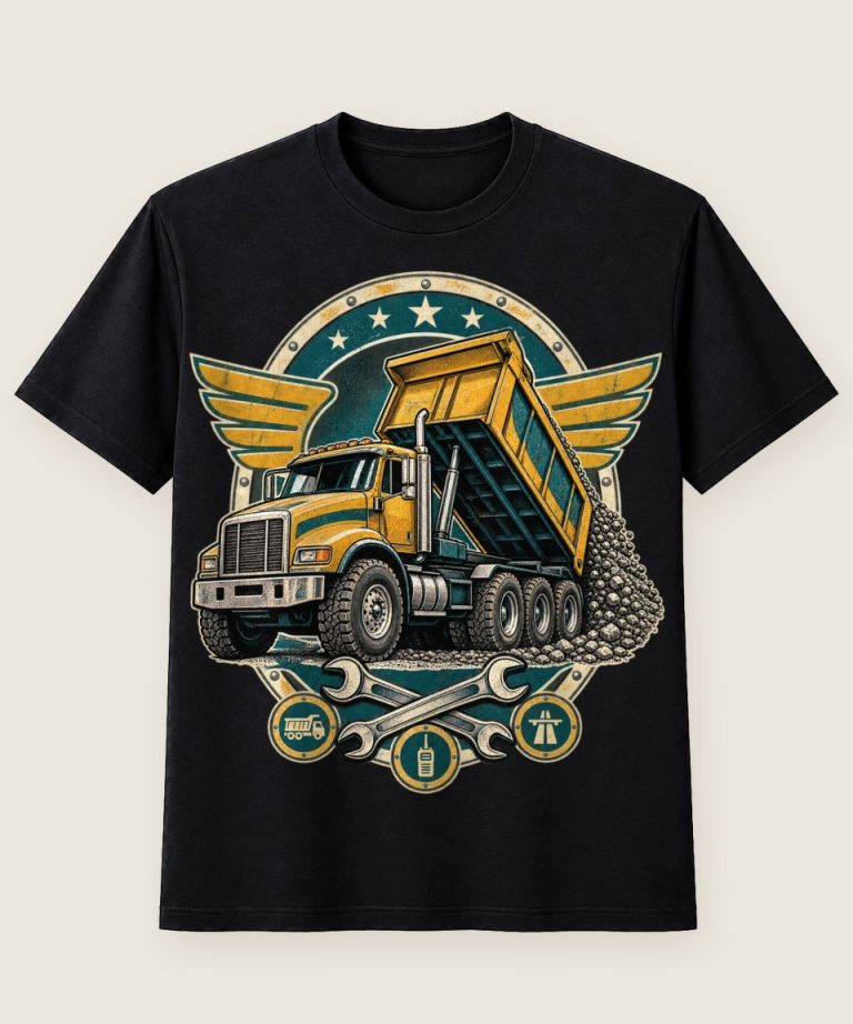 T-Shirt mit Motiv „Dump-Truck-Driver Construction-Hauling Emblem“ – Hobby & Freizeit T-Shirts