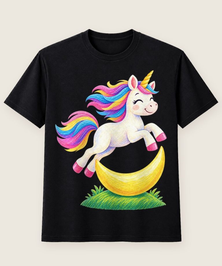 T-Shirt mit Motiv „Einhorn Mondritt Kinder“ – Kinder-T-Shirts