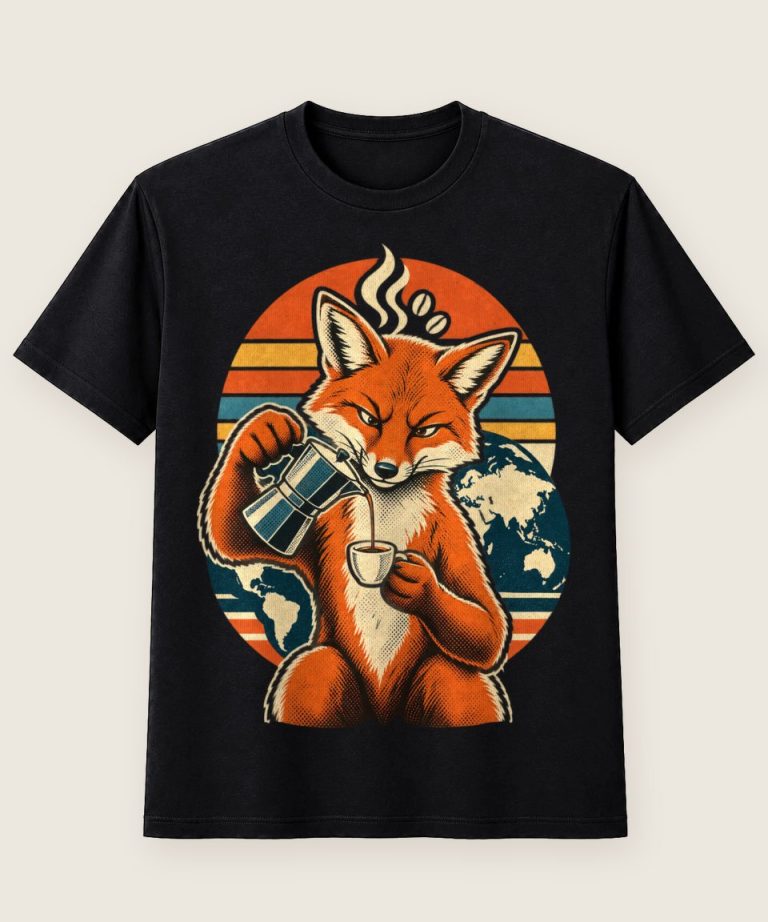 T-Shirt mit Motiv „Espresso-Fuchs für Kaffeefans“ – Hobby & Freizeit T-Shirts