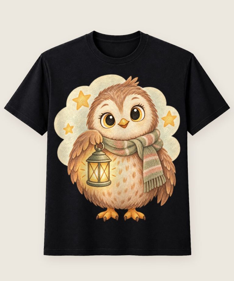 T-Shirt mit Motiv „Eule mit Laterne Waldtier Kinder“ – Kinder-T-Shirts