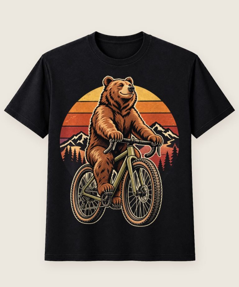 T-Shirt mit Motiv „Fahrrad Gravel Bär unterwegs“ – Hobby & Freizeit T-Shirts