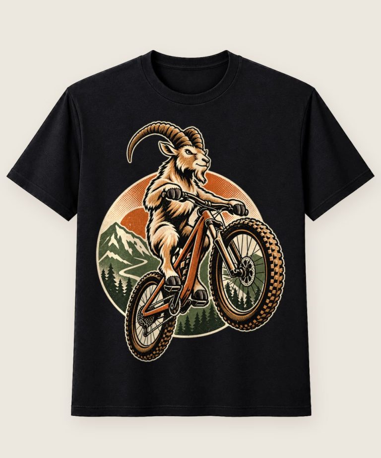 T-Shirt mit Motiv „Fahrrad Mountainbike Ziege“ – Hobby & Freizeit T-Shirts