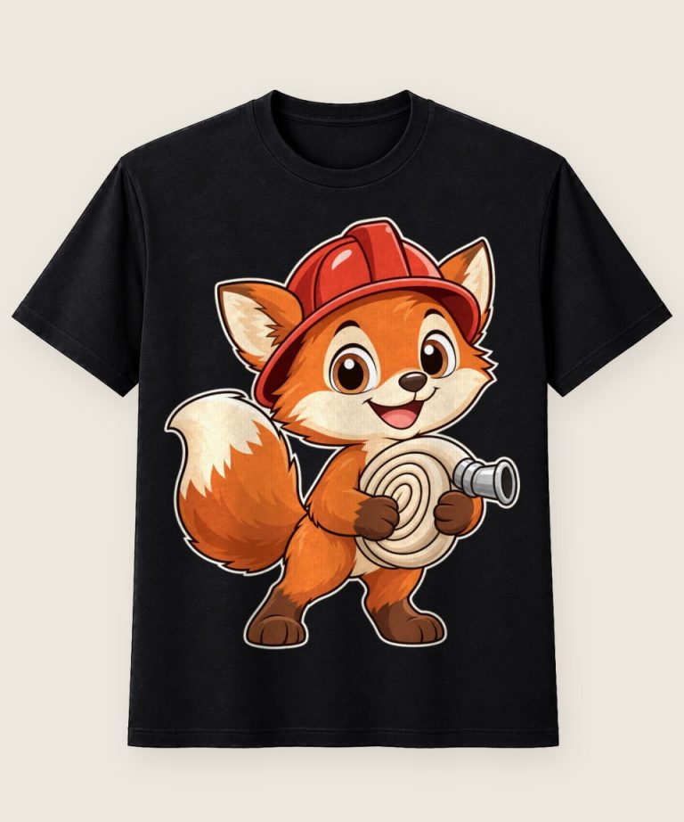 T-Shirt mit Motiv „Feuerwehr-Fuchs mit Schlauch Kinder“ – Kinder-T-Shirts
