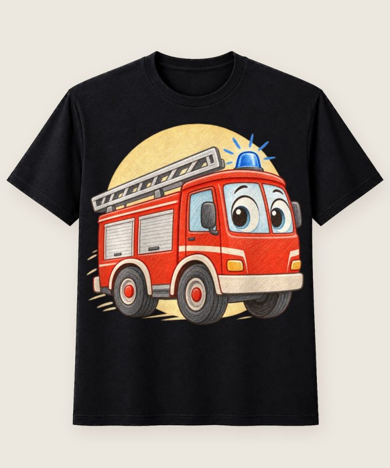 T-Shirt mit Motiv „Feuerwehrauto Abenteuer Kinder“ – Kinder-T-Shirts