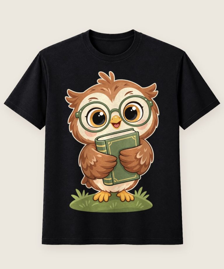 T-Shirt mit Motiv „Fröhliche Bucheule für Kinder“ – Kinder-T-Shirts