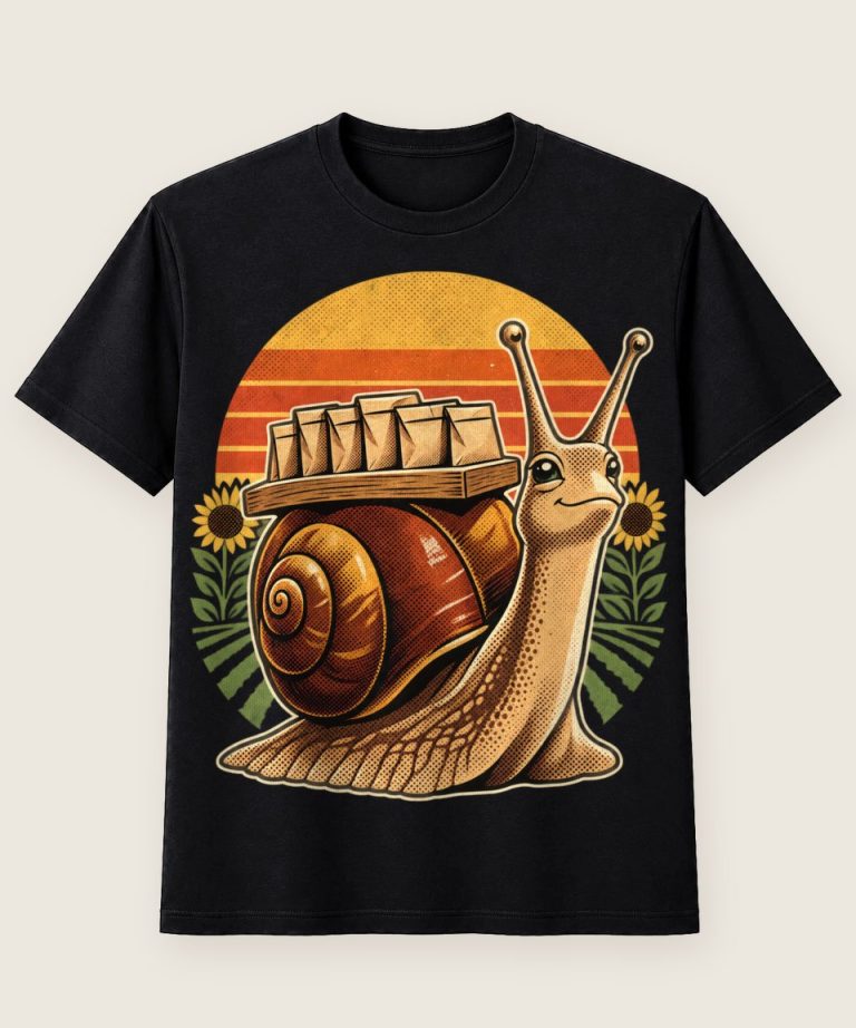 T-Shirt mit Motiv „Gärtnern mit fleißiger Saatgut-Schnecke“ – Hobby & Freizeit T-Shirts