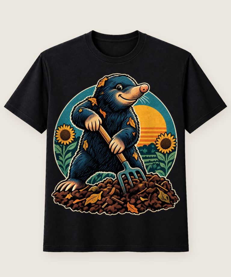 T-Shirt mit Motiv „Gärtnern mit Maulwurf am Kompost“ – Hobby & Freizeit T-Shirts