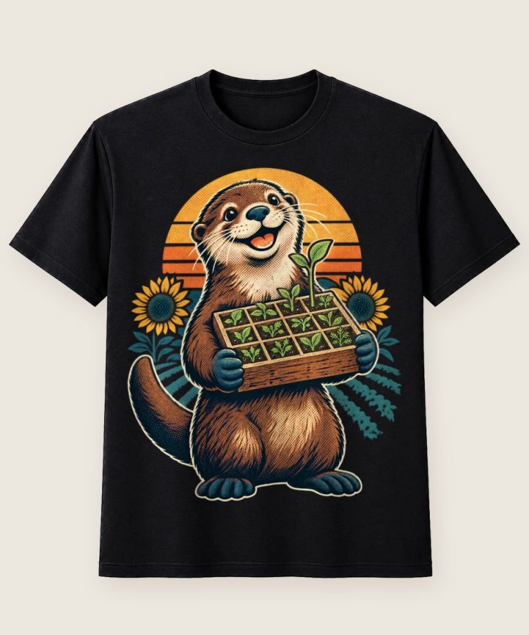 T-Shirt mit Motiv „Garten Otter mit Setzlingen“ – Hobby & Freizeit T-Shirts