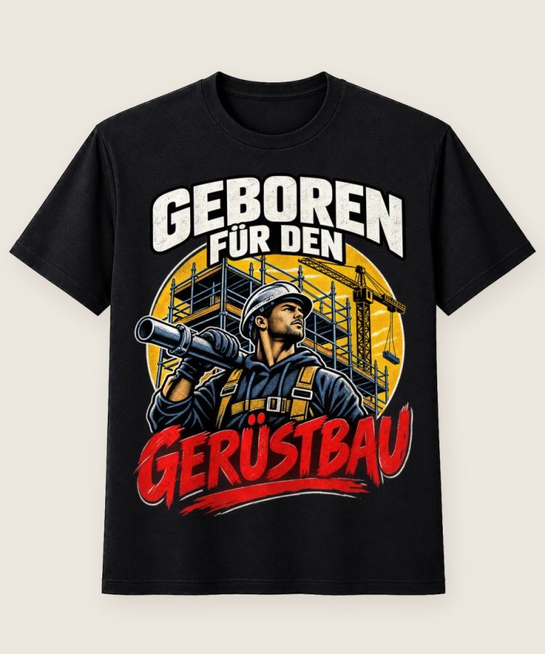 T-Shirt mit Motiv „Geboren für den Gerüstbau - Handwerk / Handwerker“ – Gerüstbauer T-Shirts