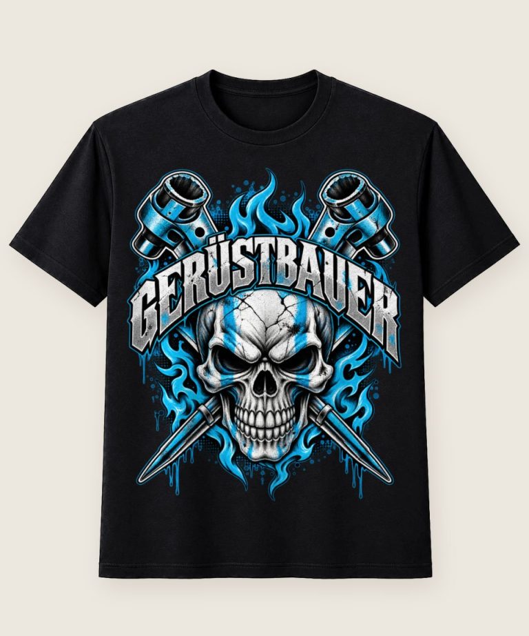 T-Shirt mit Motiv „Gerüstbauer Blaue Flammen - Handwerk / Handwerker“ – Gerüstbauer T-Shirts