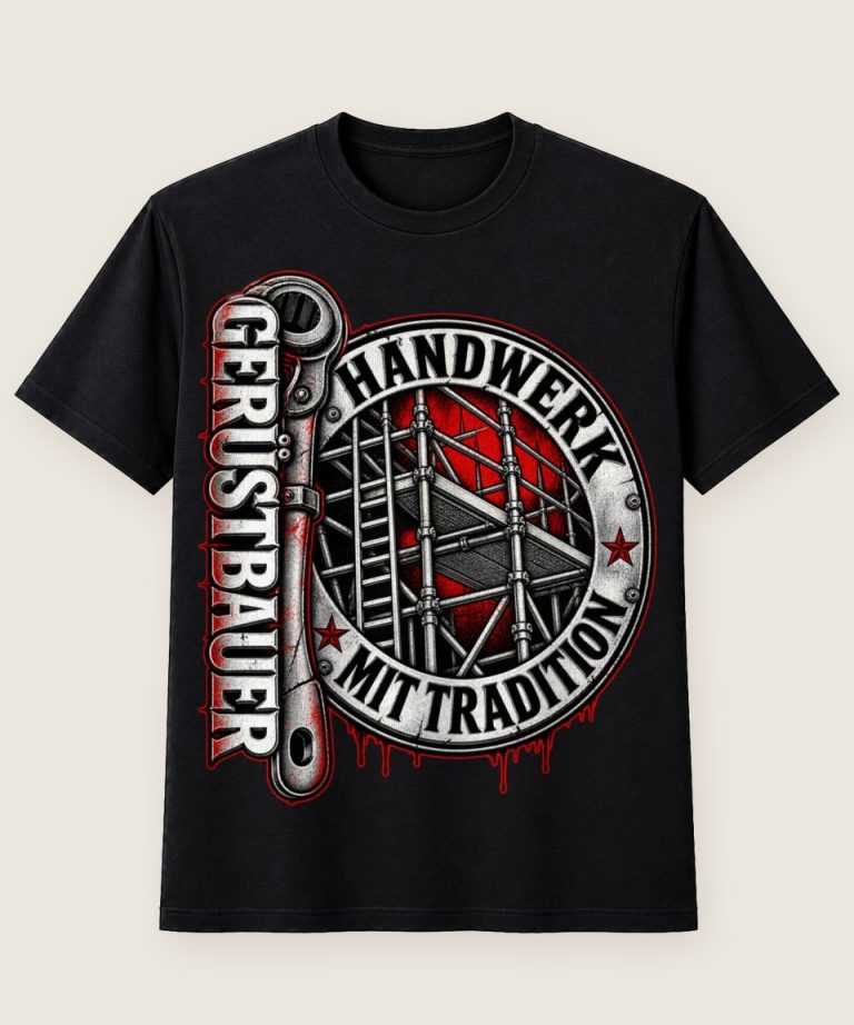 T-Shirt mit Motiv „Gerüstbauer Gerüst im Kreis - Handwerk mit Tradition“ – Gerüstbauer T-Shirts