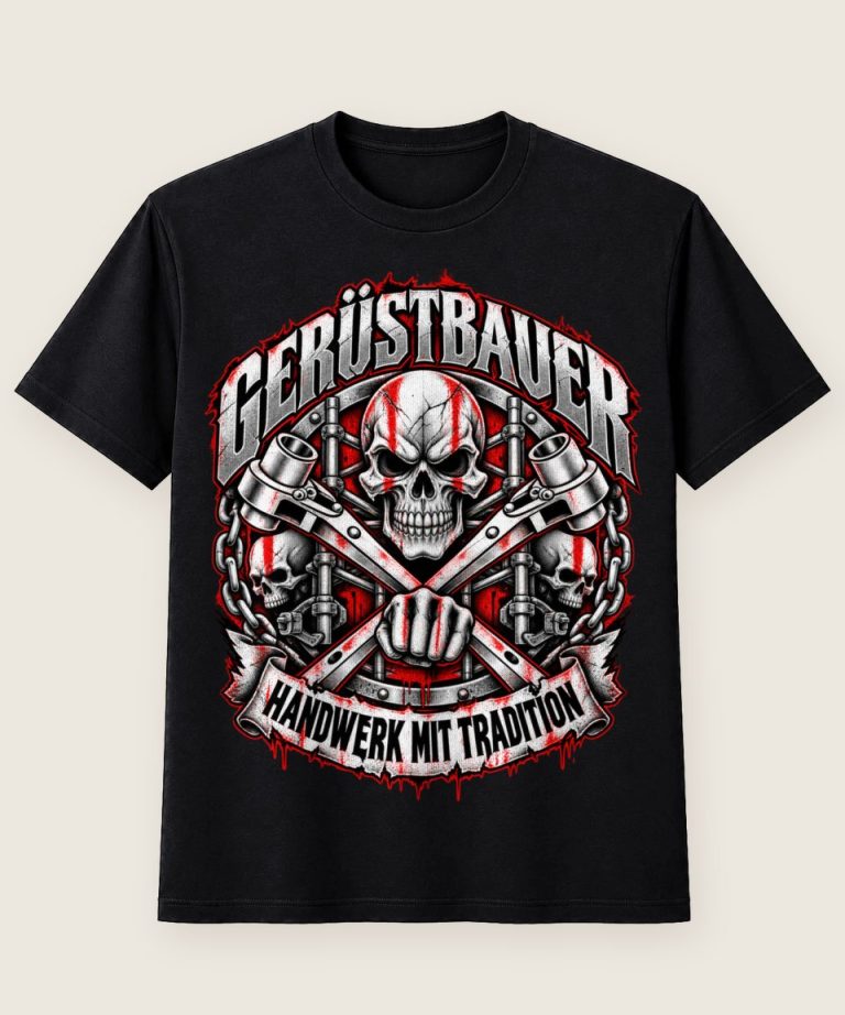 T-Shirt mit Motiv „Gerüstbauer Ketten und Faust - Handwerk mit Tradition“ – Gerüstbauer T-Shirts