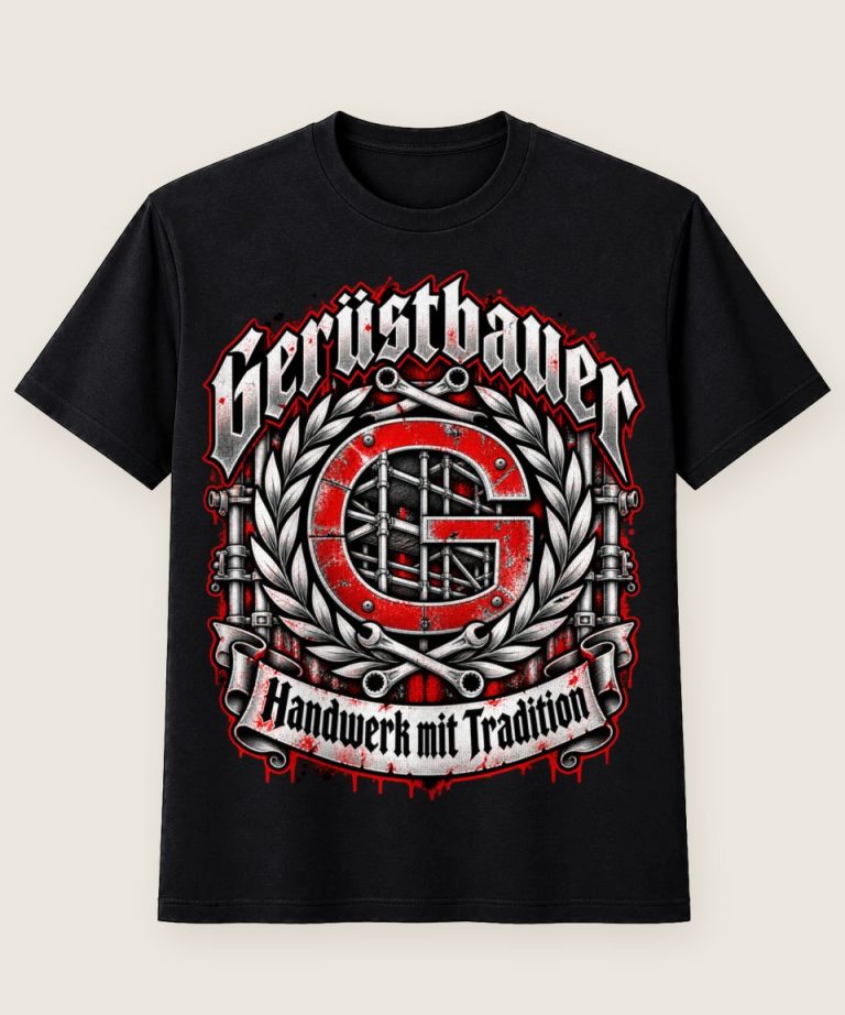 T-Shirt mit Motiv „Gerüstbauer Oldschool Wappen - Handwerk mit Tradition“ – Gerüstbauer T-Shirts