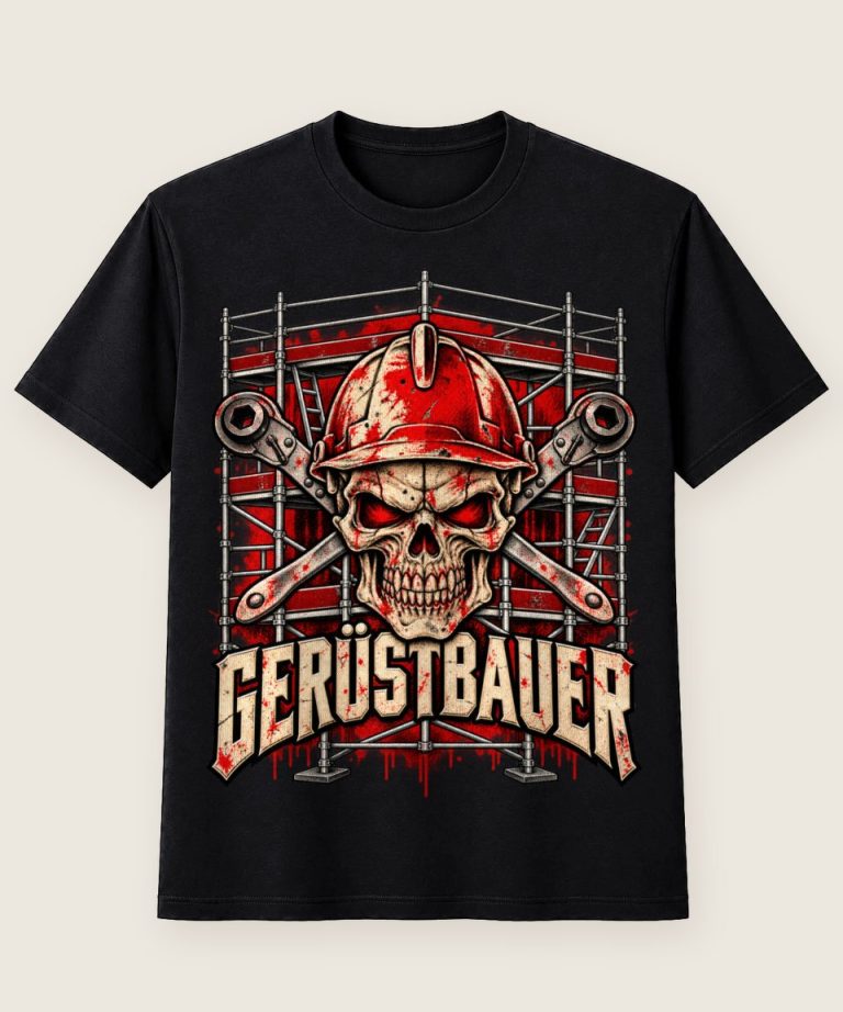 T-Shirt mit Motiv „Gerüstbauer Roter Helm und Gerüst - Handwerker“ – Gerüstbauer T-Shirts