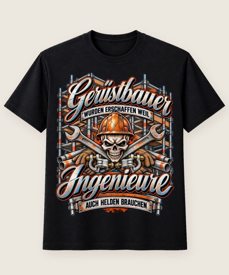 T-Shirt mit Motiv „Gerüstbauer weil Ingenieure auch Helden brauchen“ – Gerüstbauer T-Shirts