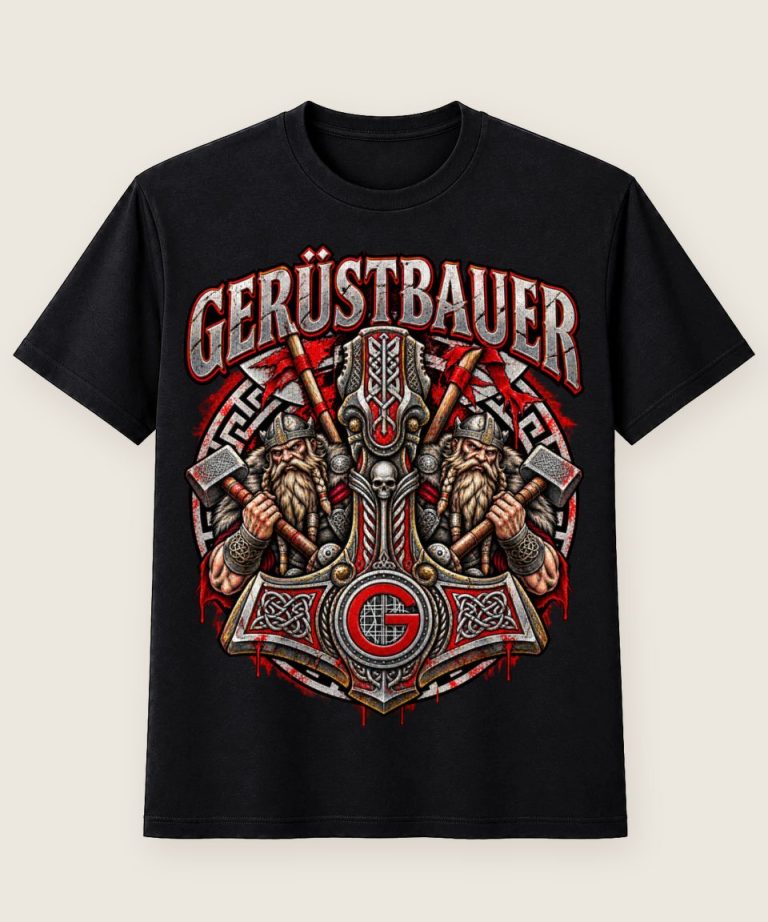 T-Shirt mit Motiv „Gerüstbauer Wikinger mit Äxten - Handwerk / Handwerker“ – Gerüstbauer T-Shirts