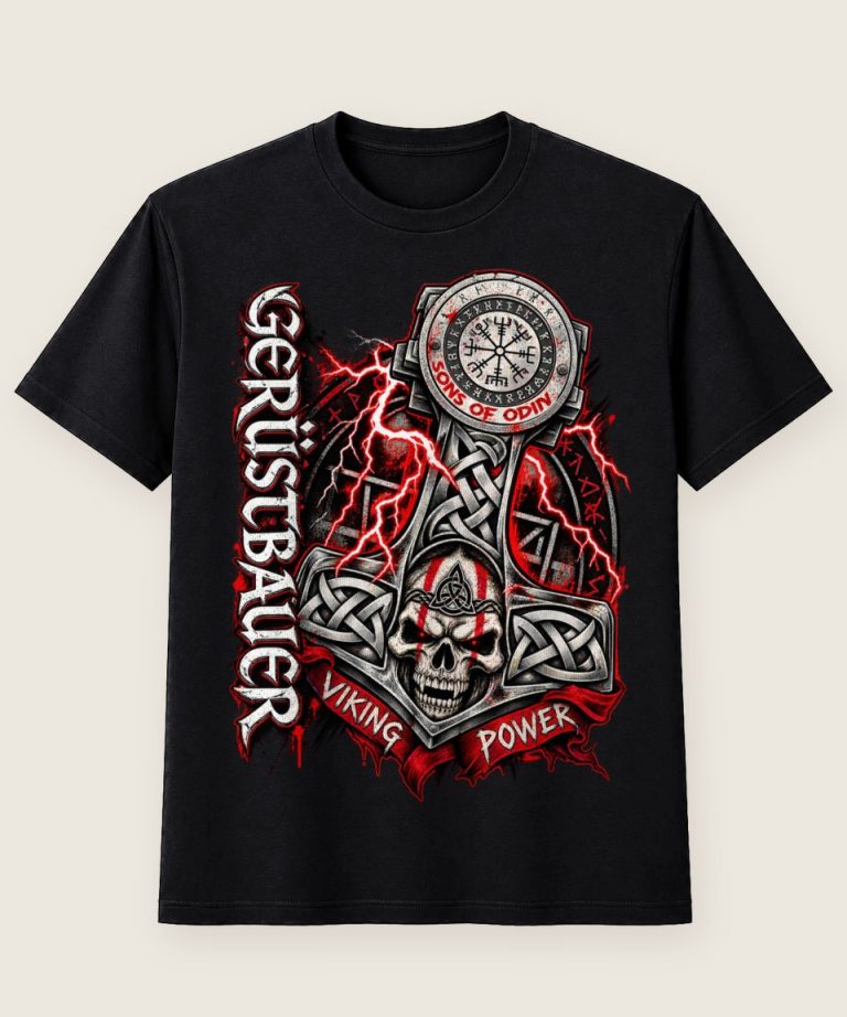 T-Shirt mit Motiv „Gerüstbauer Wikinger Mjölnir - Handwerk / Handwerker“ – Gerüstbauer T-Shirts