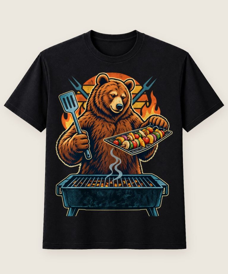 T-Shirt mit Motiv „Grillen Bär am Gemüsegrill“ – Hobby & Freizeit T-Shirts