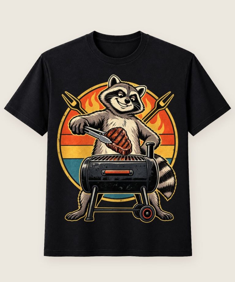 T-Shirt mit Motiv „Grillen Waschbär Grillmeister“ – Hobby & Freizeit T-Shirts