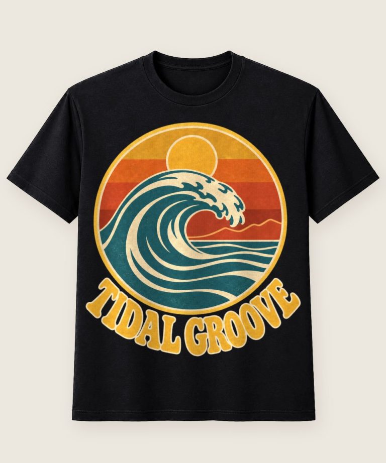 T-Shirt mit Motiv „Groovy 70s vibes TIDAL GROOVE Welle“ – Hobby & Freizeit T-Shirts